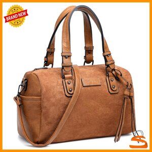 Large Vegan Leather Tote Satchel Hobo Bag with Multiple Pockets